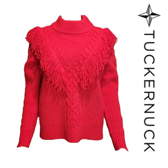 Tuckernuck Red Fringe Caswell Sweater NWT Med - Picture 1 of 11